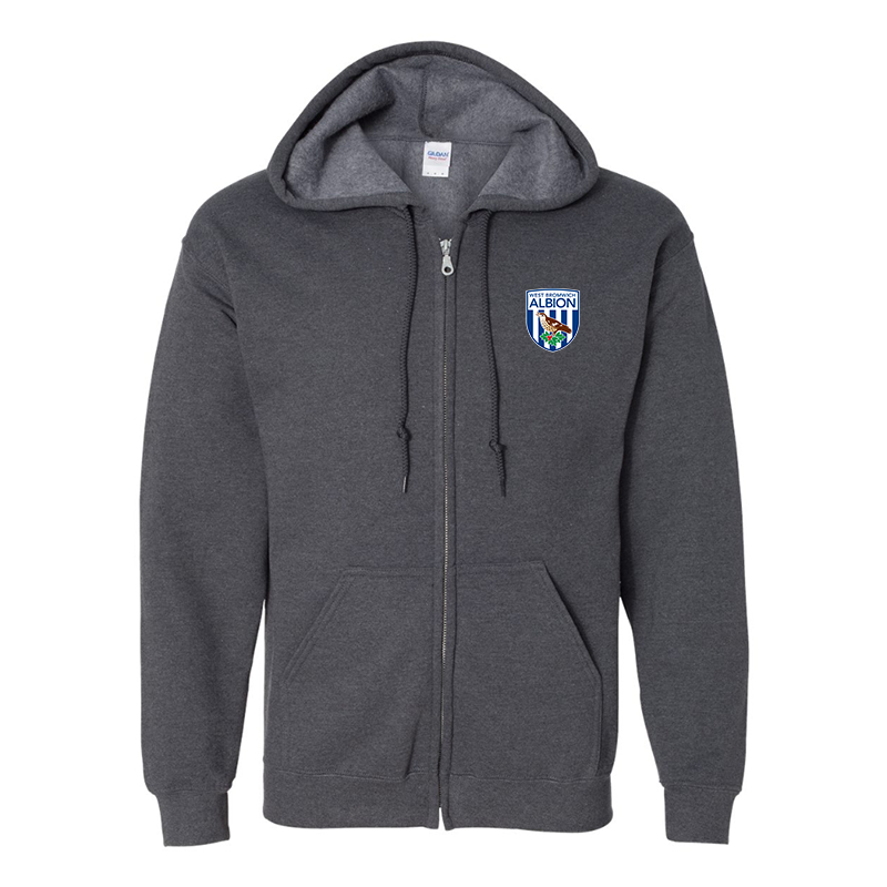 Men's West Bromwich Albion Soccer Gildan  Heavy Blend Full Zip Hooded Sweatshirt